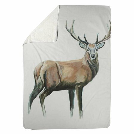 BEGIN HOME DECOR 60 x 80 in. Deer-Sherpa Fleece Blanket 5545-6080-AN180